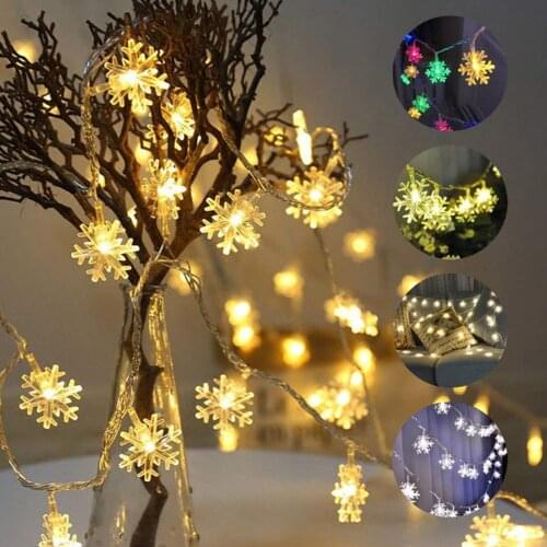 3 colors LED Snowflake String Lights Colorful Fairy Garland Decoration For Christmas Tree New Year Room Valentines Day Battery