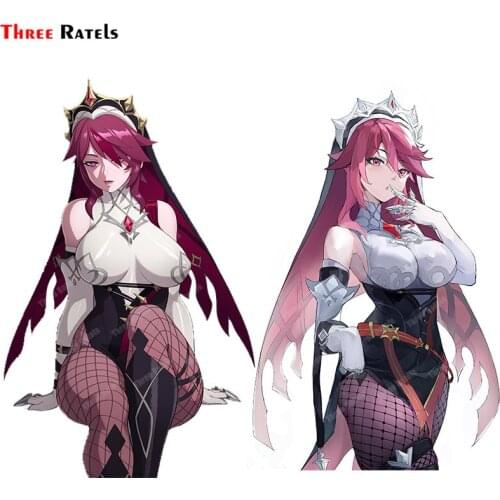 Three Ratels A338 Cute Girl Rosaria Of Genshin Impact For Door Safety Sticker Auto Car Motorbike Decal Occlusion Scratch Decor