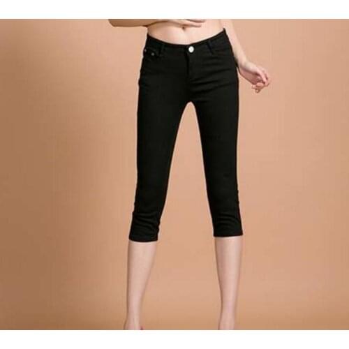 Cropped jeans womens trousers stretch plus size shorts