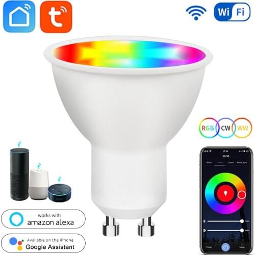 GU10 Tuya Wifi Smart Light Bulb Smart Alexa Lamp 5W 7W 9W RGBCW 2700K-6500K Smart Life Remote Control Works With Google Home