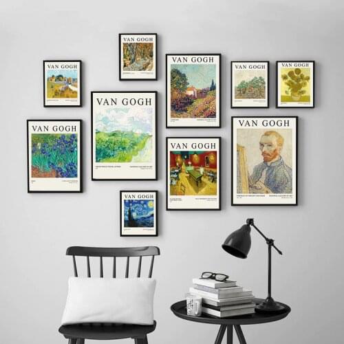 Vincent Van Gogh Oil Painting on Canvas Prints Vintage Exhibition Posters Gallery Wall Art Pictures Canvas Painting Home Decor