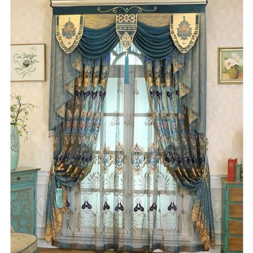 High-end European Style Hollow Embroidered French Style Curtains for Living Room Bedroom Semi-blackout Curtain Valance Custom
