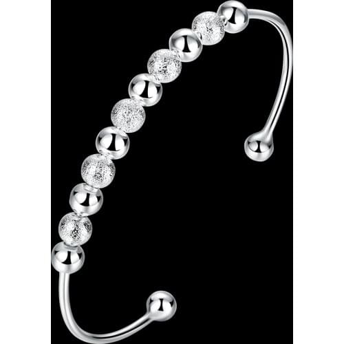 High quality silver color jewelry fashion female European style women lady beautiful light sand bead bracelets BKB001