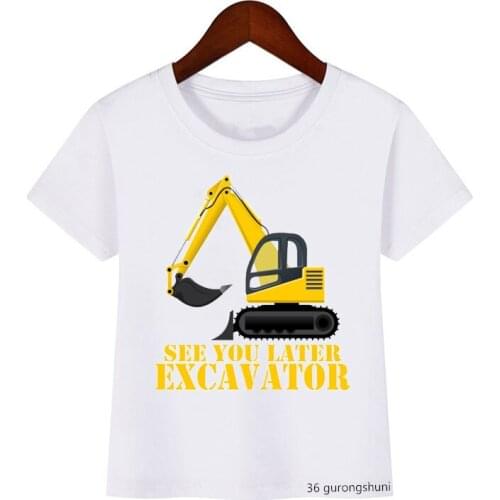 Excavator Lovers Funny Toddler Birthday Party Cartoon T Shirt Funny Boys T-shirt Kids T Shirts Summer Casual Cool Quality Tops
