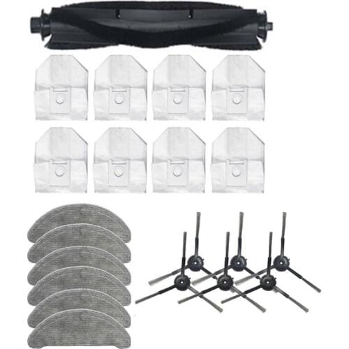 SANQ for RoidMi EVE Plus Sweeper Parts Side Brush Kit Main Brush Dust Bag Mop Rag Vacuum Cleaner Accessories
