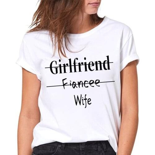 Female T-shirt 2021 Letters Girlfriend Fincee Wife Print tshirt Harajuku T-shirts Summer Short Sleeve Femme Fashion Top Female