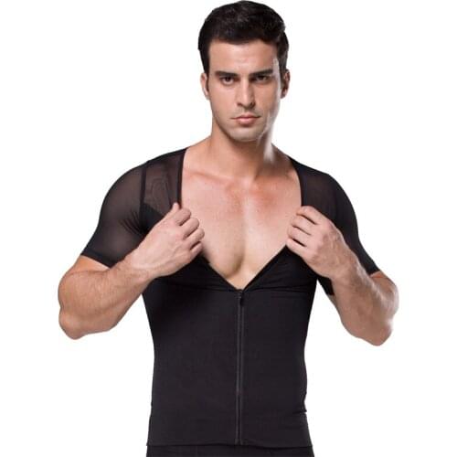 Men Body Toning T-Shirt Body Shaper Shorts Slimming Belt Belly Abdomen Fat Burning Compression Corset Breathable High Stretch