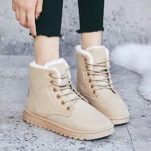 ZXWFOBEY Women Boots Warm Fur Ankle Boots For Women Winter Boots Women Shoes Fashion Snow Boots Winter Shoes Women Flats Boots
