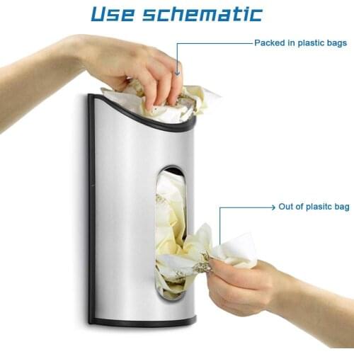 Fortune Candy 1 X Stainless Steel Wall Mount Grocery Bag Dispenser Anti-Fingerprints Kitchen Organizer and Storage Shelf Basket