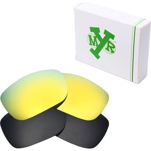 2 Pairs Mryok POLARIZED Replacement Lenses for-Oakley Two Face Sunglasses Stealth Black & 24K Gold