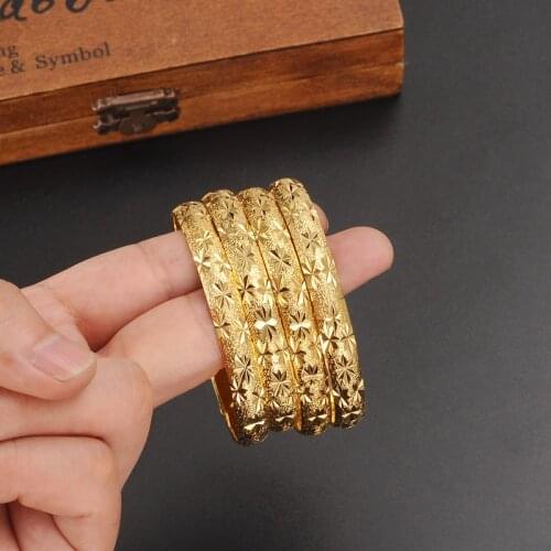 2pcs EthiopianWomen Gold Dubai Bride Wedding African/Arab/Middle East Bracelet Bangle Jewelry birthday Chines gift dropshipping