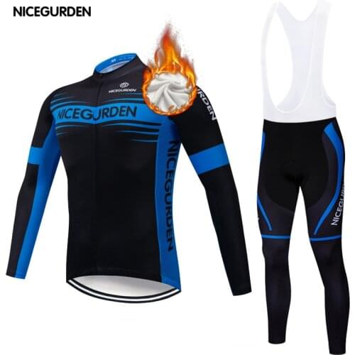 2020 Cycling Mens Long Sleeve Suit Strap Racing Mountain Bike Cycling Jersey Pro Cycling Shirt Warm and Velvet Cycling Jersey