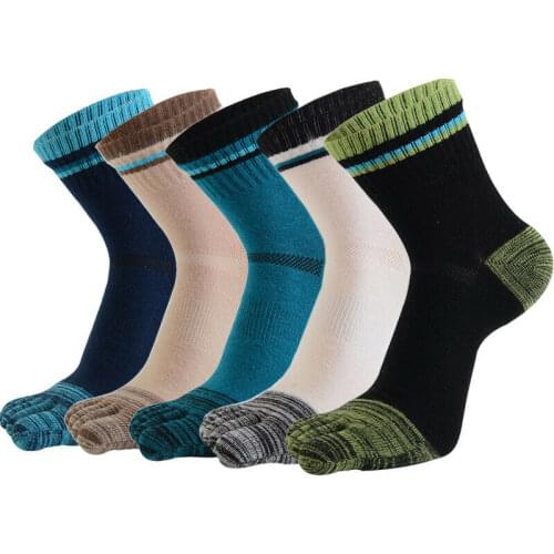 5 Pairs Unisex Five Fingers Socks Boys Striped Cotton Mid Calf Casual Sports Crew Toe Socks Mens Womens calcetines mujer hombre