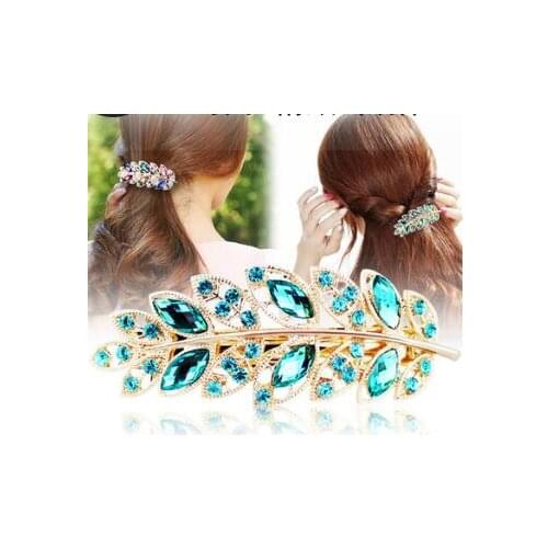 60pcs/lot DIY Simple Multi Alloy Crystal Drill Leaves Hair Clips High Grade Spring Clamp Hair Styling Tools Accessories HA835
