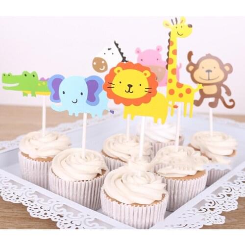 7pcs/set animal cake topper hat giraffe elephant lion birthday party wedding decoration DIY cake child baby gift cake topper hat
