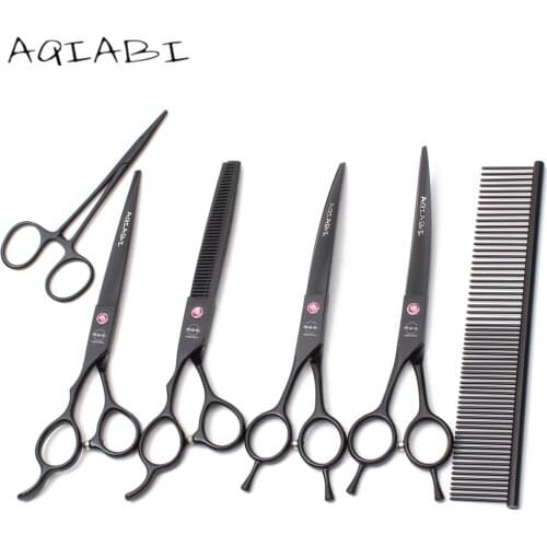 A3006 7" Left-Hand Suit AQIABI JP 440C Animal Flur Clippers Cutting Shears Thinning Scissors Professional Dogs Cats Pets Shears