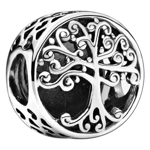 100% 925 Sterling Silver Charms Bracelet DIY Hollow Beads Fit Charms Silver 925 Original Big Tree Family Nuevos Jewelry Making