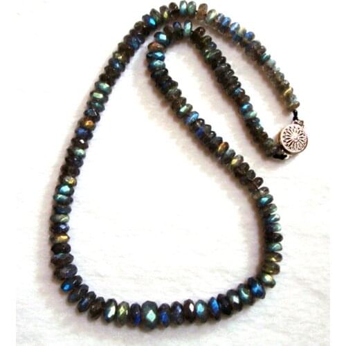 Free Shipping Natural Labradorite Faceted Rondelle Beads Necklace Women Jewelry accessories weddings parties birthday gift