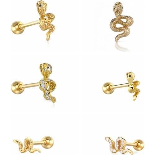 BOAKO 1pcs Pendientes Plata 925 Earrings For Women Snake Series Stud Earrings Silver Jewelry Ear Piercing Fine Gift Серьги #3.9