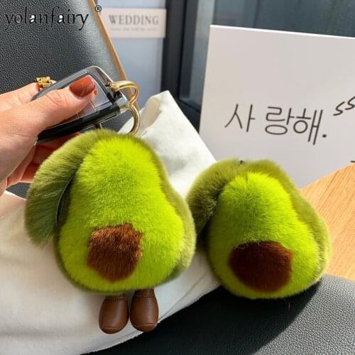 2021 Soft Rex Rabbit Fur Ball Keychain Fluffy Fur Pom Pom Car Keyring Women Bag Pendant Gifts Avocado Pompom Key Chains Gxy240