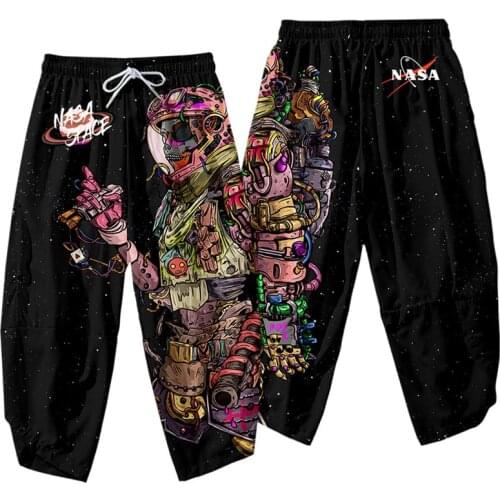 Astronaut 3D Printing Men Hip Hop Pants Loose Joggers Ankle length Trousers Pocket Pants Streetwear Cargo Pants