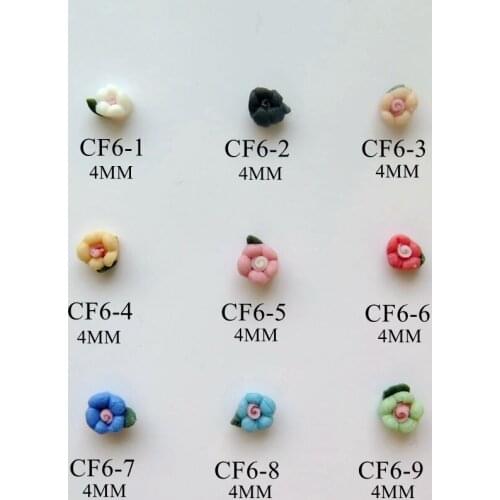 CF6 30pcs Cute Mini 4MM Ceramic 5-Petal Flower Shape Nail Art Decoration Handmade Ceramic Flower