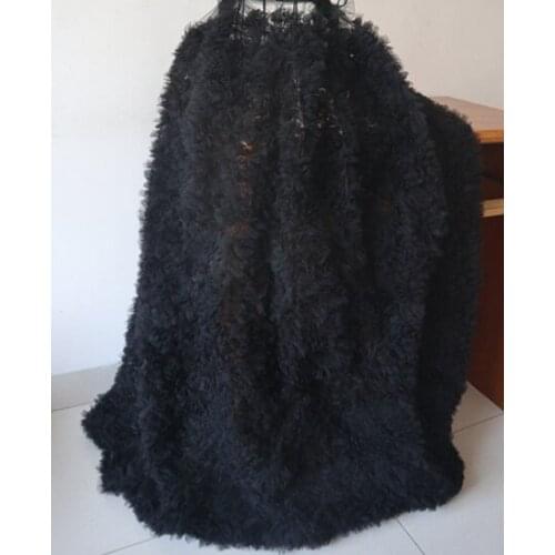 Black off white 3D ruffled fabric, ruffle mesh fabric bridal wedding dress