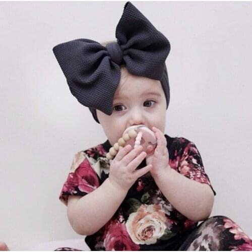Baby Girls Headband Big Bow Hairband Solid Color Cotton Stretch Turban Big Knot Head Wrap Headwear Headband baby accessorie