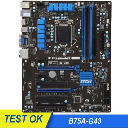 For MSI B75A-G43 Motherboard LGA 1155 Intel B75 DDR3 32GB USB3.0 SATA III PCI-E 3.0 ATX Intel Desktop Mainboard Used