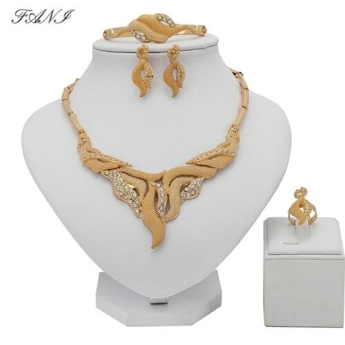 Fani 2021statement Jewelry Set Brand Dubai Gold Bridal Jewelry Sets Wholesale Nigerian Wedding woman accessories jewelry set
