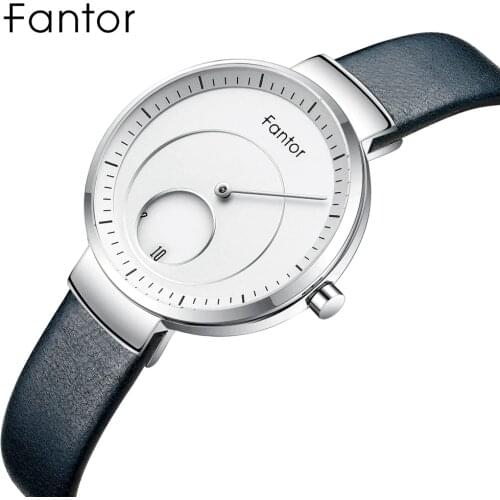Fantor Brand Minimalist Women Leather Watch Creative Dial Fashion Ladies Watch Woman Female Dress Quartz Wristwatch
