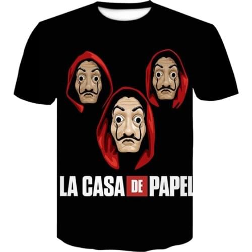 House of Paper 3D Printed T Shirt Men Funny Design La Casa De Papel tshirt Money Heist Tees Tv Series t-shirt off white tops