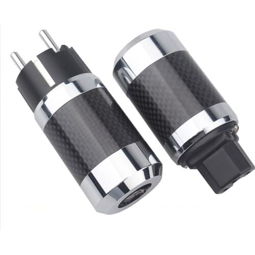 Hi-end High Current Carbon Fiber Audio Power Plug Rhodium-plated IEC Connector Hifi Power Cable Accessories EU Version