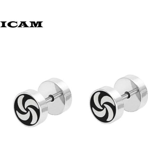 ICAM Fashion jewelery for women Men Dumbbells Earrings Titanium steel Prevent allergy stud earrings The barbell free shipping