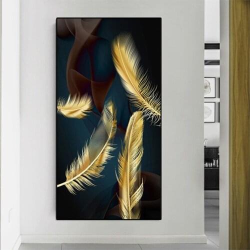 Full Square Drill Crystal Mosaic Abstract Art Golden Feathers Embroidery Round 5D Diy Diamond Painting Wedding DecorationZP-4064