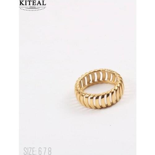 KITEAL floating charms Gold Vermeil size 6 7 8 Gentlewoman wedding rings Woven hollow Jewelry on the neck fine fashion jewelry
