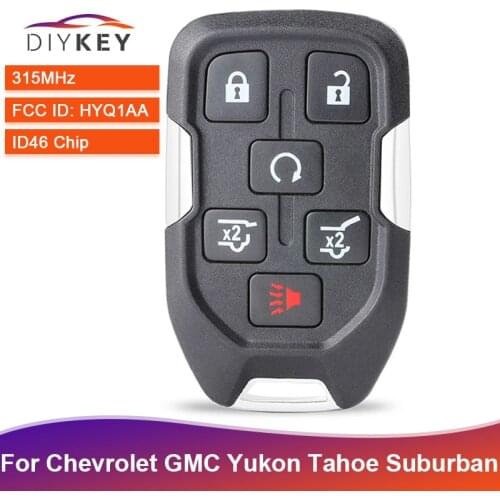 DIYKEY 6 Button HYQ1AA for Chevrolet GMC Yukon Tahoe Suburban Silverado 2015 2016 2017 2018 2019 2020 Smart Remote Fob Car Key