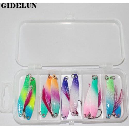 Hot selling 3g/5g fishing spoon lure fishing set swimbait artificial bait fishing box crank bait metal lure