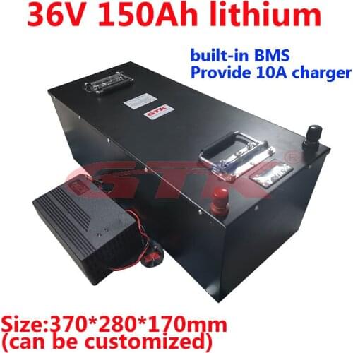 36V 150Ah lithium ion battery pack with BMS for solar andwind power energy storage equipment sightseeing cars EV boat+10Acharger