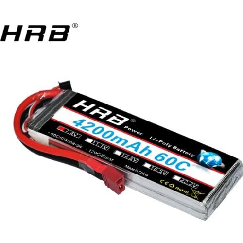 HRB 2S 7.4V Lipo Battery 4200mah XT60 T Deans EC5 XT90 TRX For Truggy Racing Buggy Car 1/8 Truck FPV Airplane Drone RC Parts 60C