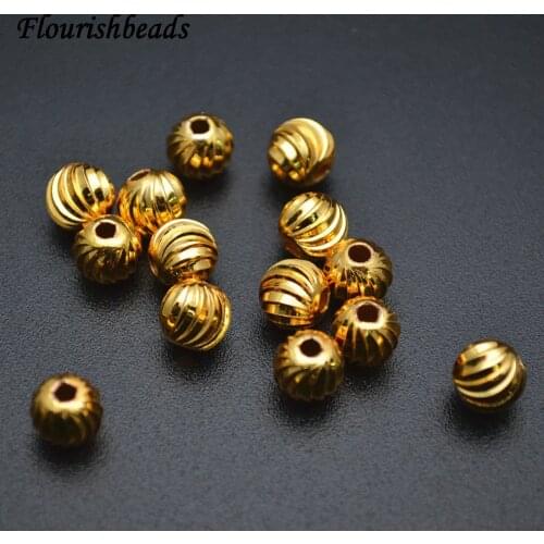 6mm 8mm 10mm Gold Color Watermelom Shape Metal Round Spacer Loose Beads Jewelry Findings