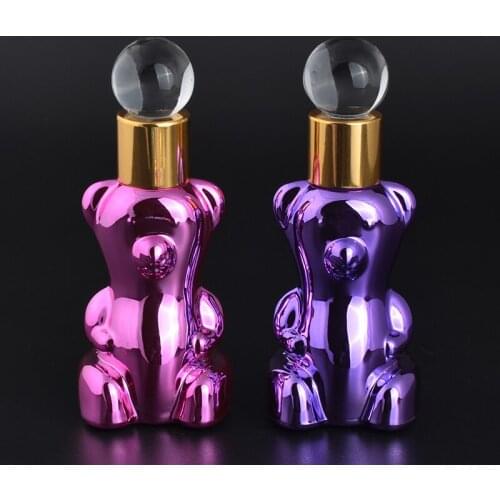 MUB - 12ML Mini Bear Portable Glass Oil Perfume Bottle With Drop&Empty Perfume Case With Colorful Portable Glass Bottles