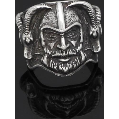 Men 316L Stainless steel nordic viking thor with goat amulet ring