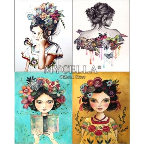Needlework 5D Diy Diamond Painting Butterfly girl Full Round Cartoon Diamond Embroidery Kits Home Decor Mosaic Christmas Gift