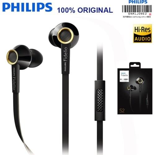 Original PHILIPS S2 HIFI Headsets High Resolution with Wire Control Wheat In-ear Earphone Support Official Test