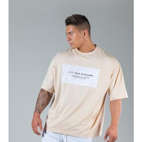 New Mens Fashion Short Sleeve Cotton Round Collar Fitness Large Size Mens T-Shirt Summer Outdoor Running Exercise Short T