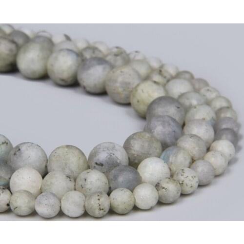 Wholesale Natural Mineral Gray Labradorite Stone Loose Spacer Round Frosted Stone Beads Charm For Jewelry Making Bracelet Men