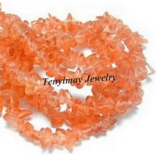 Orange Gravel Shape Glass Beads Irregular Glass Chip Beads 5 Strands Wholesale 85cm/Srand Free Shipping