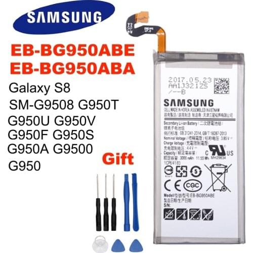 Original Battery Samsung EB-BG950ABE EB-BG950ABA Battery For Samsung Galaxy S8 SM-G9508 G950T G950U G950V G950F 3000mAh + Tools