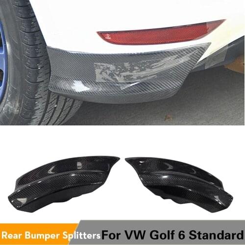 Rear Bumper Lip Spoiler Splitters Flaps Cupwings Apron For Volkswagen VW Golf 6 Standard 2010 - 2013 Carbon Fiber Rear Splitters